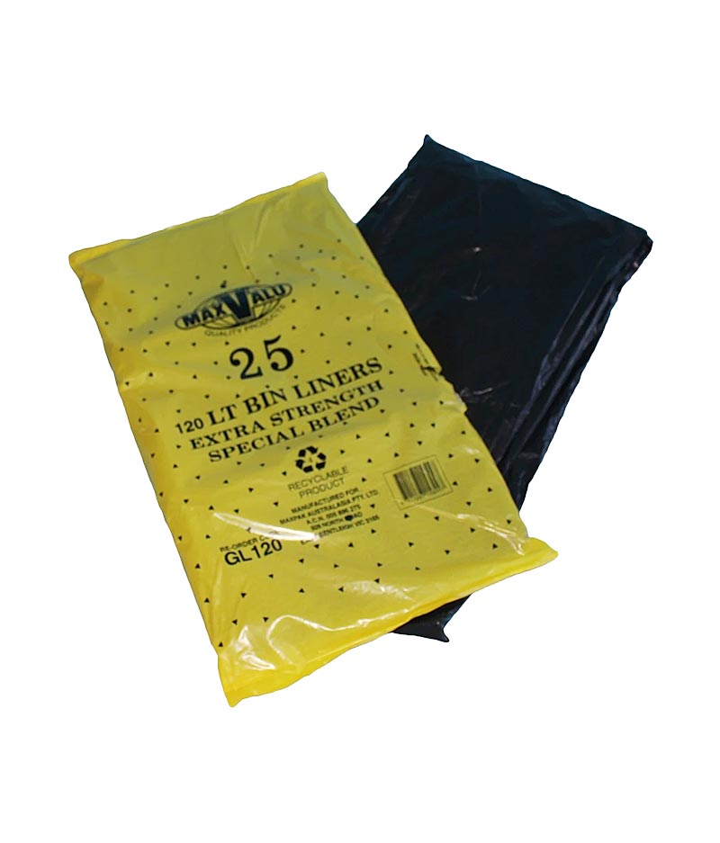 MaxValu Heavy Duty Bin Liner 120 Litres - (10 Packs X 25 Bags) Per Box - Stone Doctor Australia - Cleaning Products > Waste Management > Garbage Bag