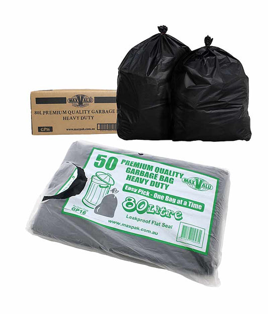 MaxValu Heavy Duty Bin Liner 80 Litres - (5 Packs x 50 Bags) Per Box - Stone Doctor Australia - Cleaning Products > Waste Management > Garbage Bag