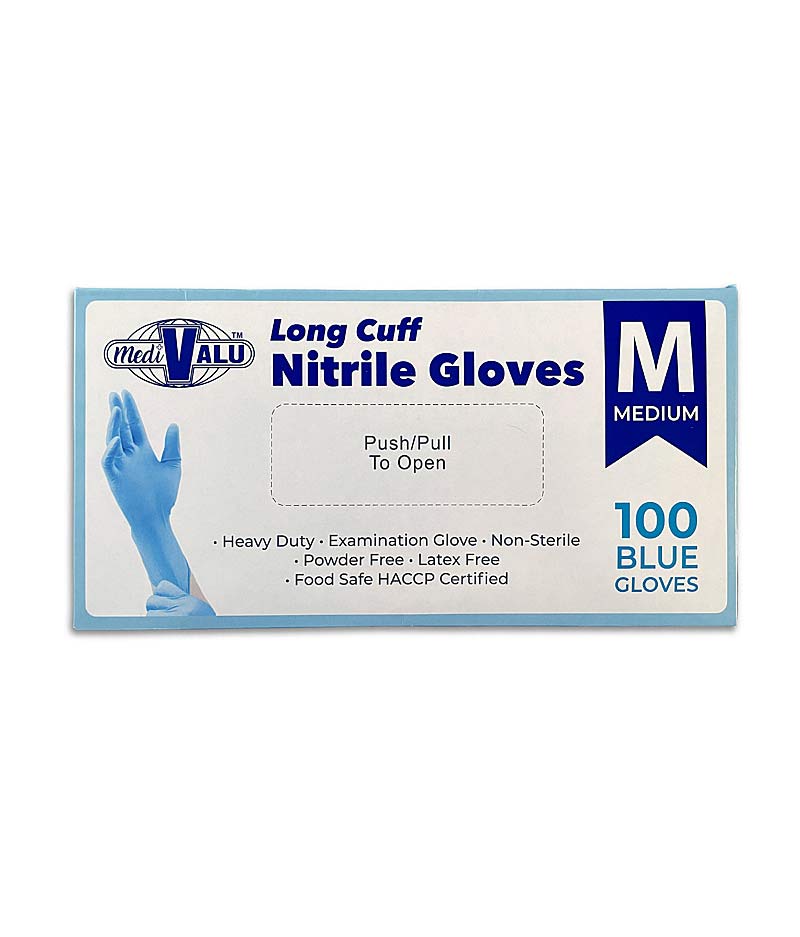 MaxValu Long Cuff Nitrile Gloves - 100 Pcs Per Box