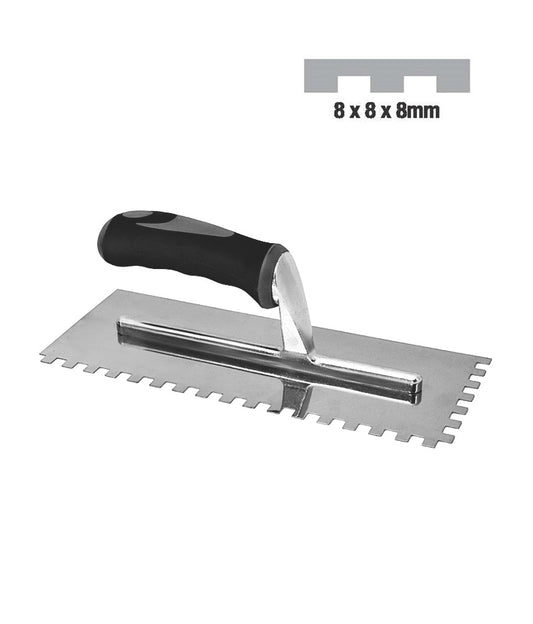 DTA Stainless Steel Adhesive Trowel with Rubber Handle - 1 pc