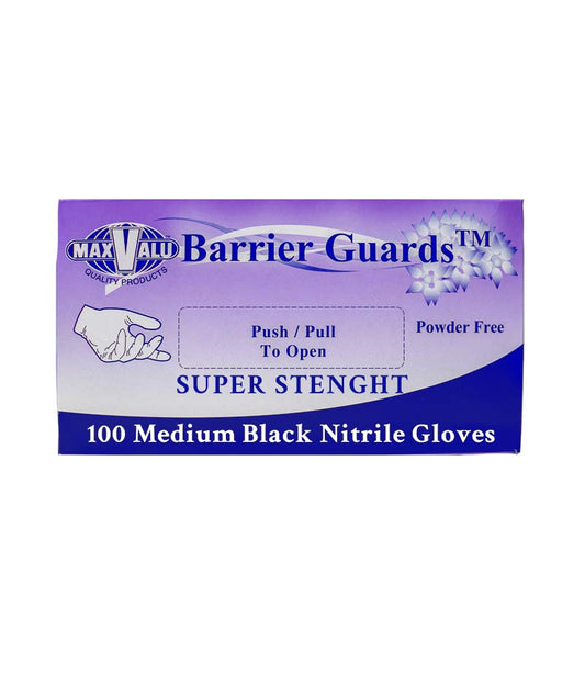 MaxValu Black Powder Free Nitrile Gloves - 100 Pcs Per Box