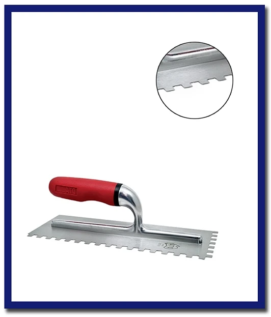 DTA Bright Steel Adhesive Left Handed Trowel Square Notch 4mm (1 Pc) - Stone Doctor Australia - Hardware > Adhesive Trowels > Lefthanded Trowel