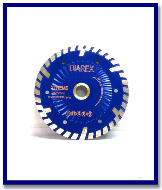 125mm Diarex XTREME Turbo for Granite / Hard Stone Blue - 22.2mm bore - Stone Doctor Australia - Diarex Cutting Blades