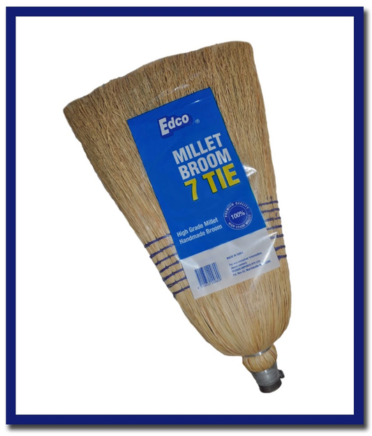 Edco Millet Broom With Handle  - 7 Tie (1 Unit) - Stone Doctor Australia - Cleaning Products > Brooms > Millet Brooms