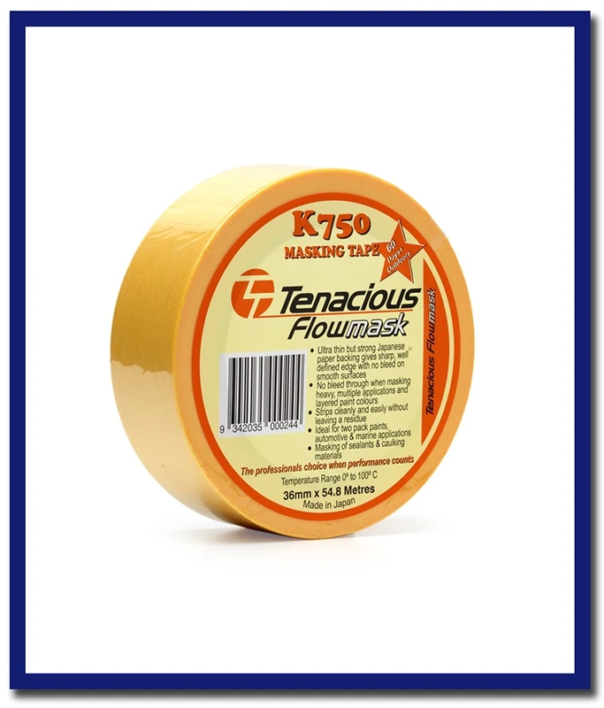 K750 Flowmask Premium Delicate Low Tack Paper Tape (Yellow) - 1 Roll - Stone Doctor Australia - Painting Equipment > Protection > Drapes