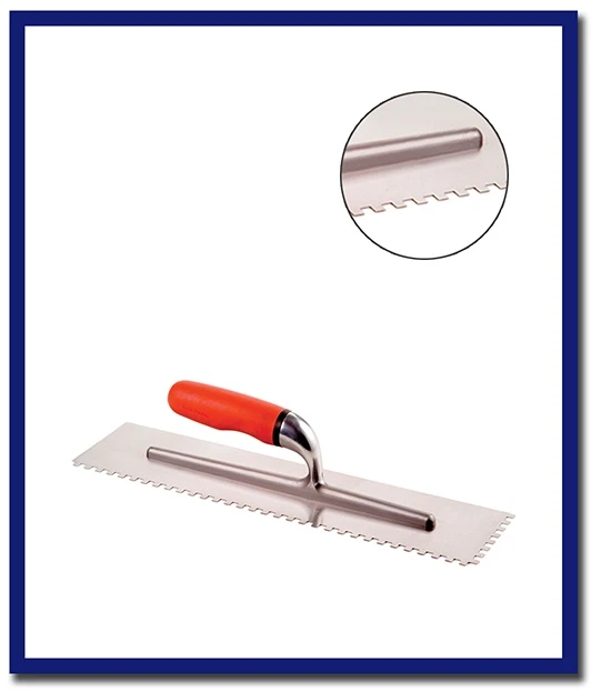 DTA Bright Steel Adhesive Trowel Square Notch 400mm - 1 Pc - Stone Doctor Australia - Hardware > Adhesive Trowels > 400mm Trowel