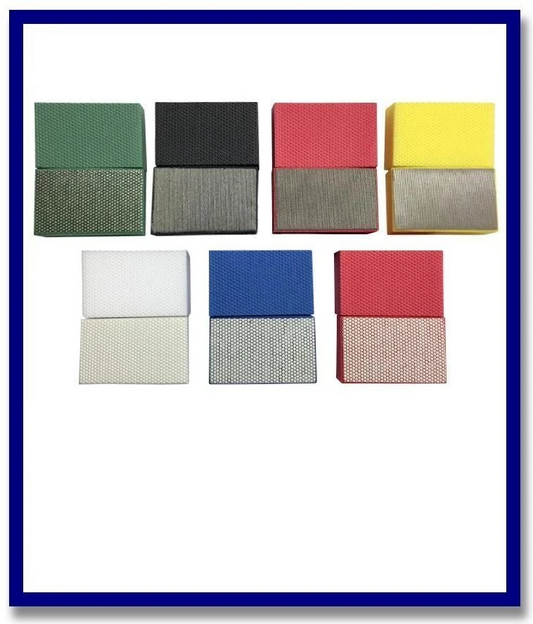 (7 Piece Set) SDA Handpad 90 x 55mm. Included Grits # 60, 120, 200, 400, 800, 1800 & 3000 - Stone Doctor Australia - Diaflex Handpads