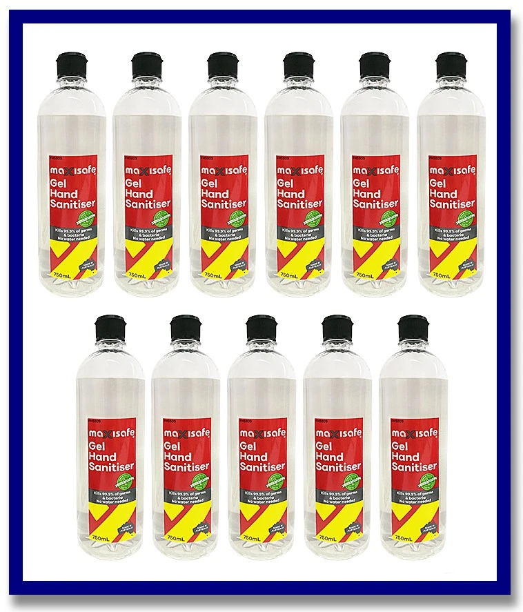Maxisafe Hand Sanitising Gel - 750ml x 11 (Carton Pack) Alcohol Based - 70% - Stone Doctor Australia - Cleaning Products > Disinfectant > Hand Sanitisers