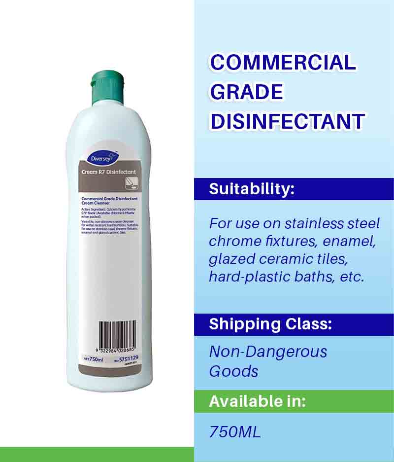 Diversey Cream R7 Disinfectant 750ml - Stone Doctor- Australia - Cleaning > Commercial Grade Disinfectant > Non-Abrasive Cream Cleanser