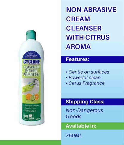 Diversey Cyclone Professional Cream Cleanser (Citrus) 750ml - Stone Doctor Australia - Cleaning > Kitchen & Bathroom > Non-Abrasive Cream Cleanser