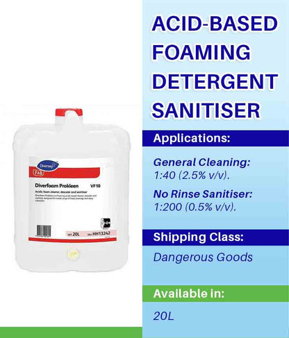 Diversey Diverfoam Prokleen 20L - Stone Doctor Australia -  Food Processing > Detergent Sanitiser > Acid-Based Cleaner