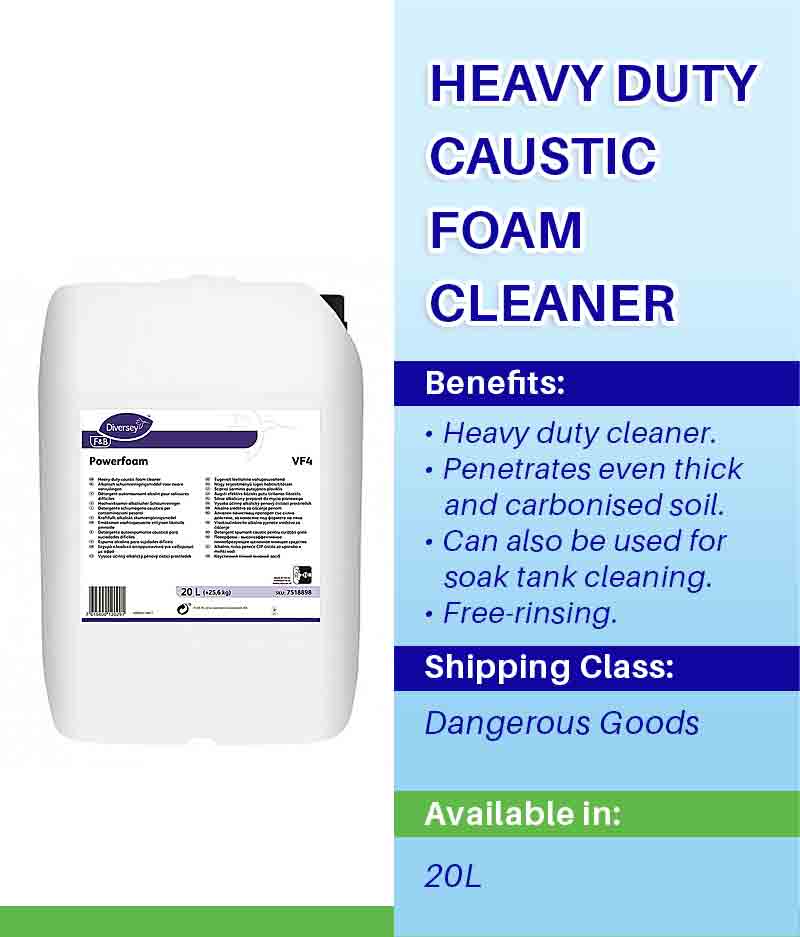Diversey Powerfoam VF4 20L - Heavy duty caustic foam cleaner - Stone Doctor Australia