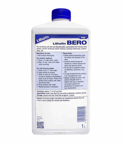 Lithofin BERO - 1 Litre - Stone Doctor Australia - Speciality Chemicals > Granite > Rust Remover
