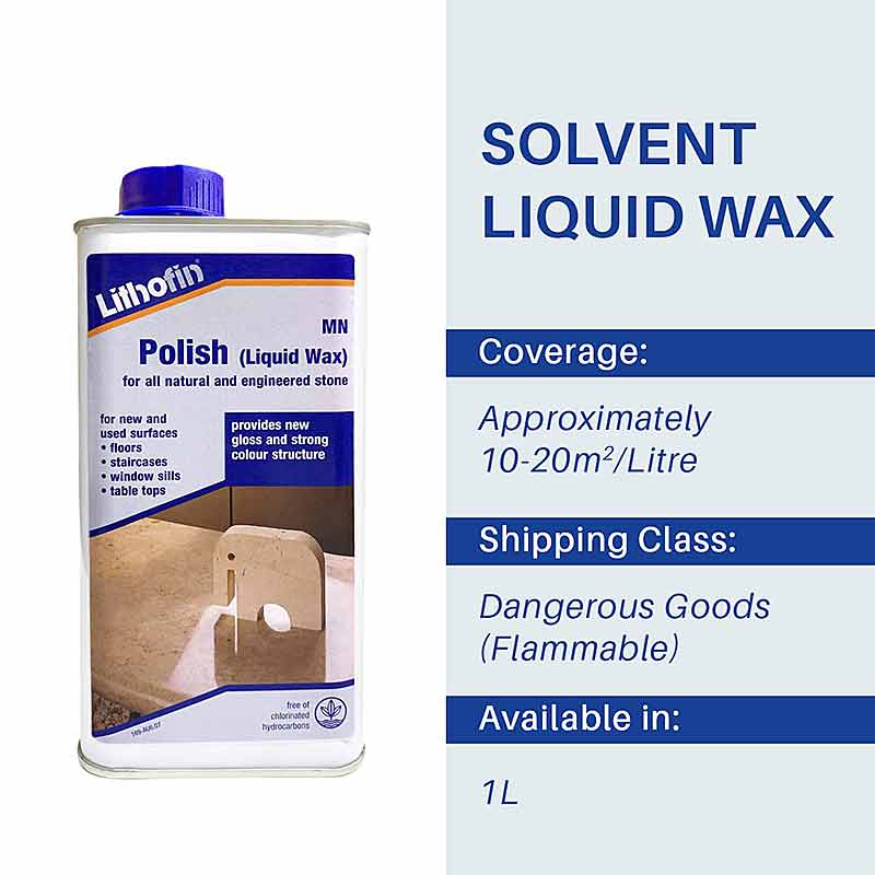 Lithofin MN Polish Liquid Wax - 1 Litre - Stone Doctor Australia - Natural Stone > Solvent Wax > Topical Buffing Treatment