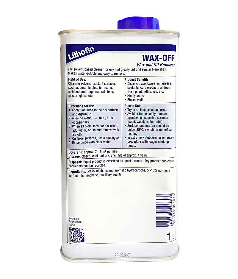 Lithofin WAX-OFF - 1 Litre - Stone Doctor Australia - Natural & Engineered Stone > Speciality Chemicals > Wax Remover