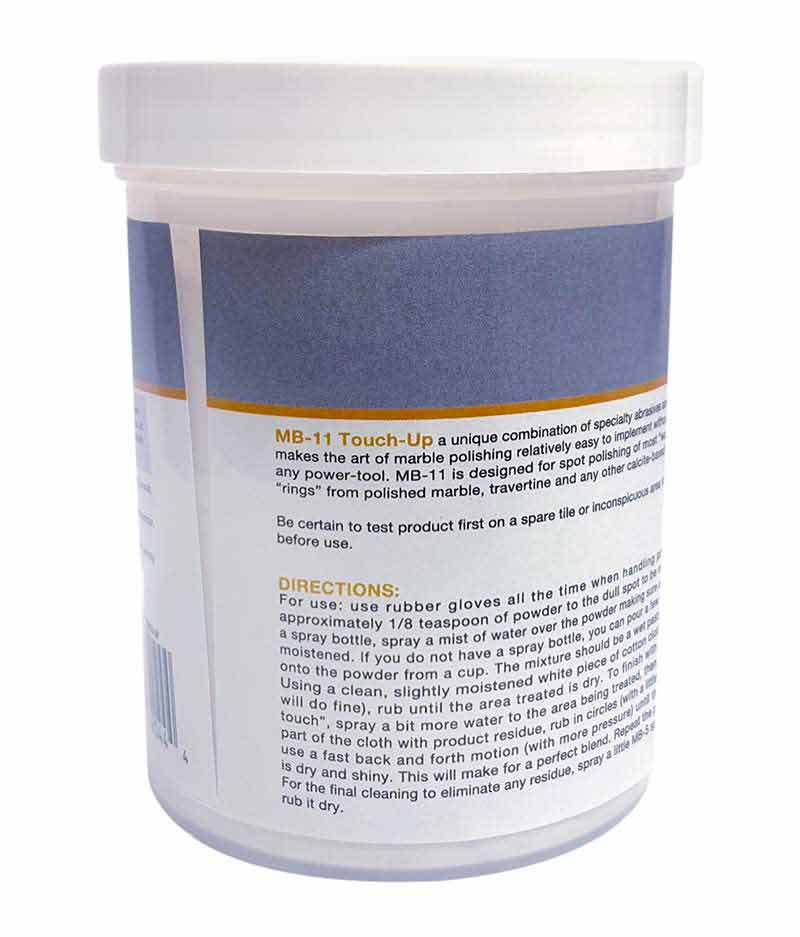 MB-11 Marble Polishing Powder with Microfiber Cloth - Spot Polish Water Stains, Rings or Etches to Restore Marble, Travertine, Limestone or Onyx
