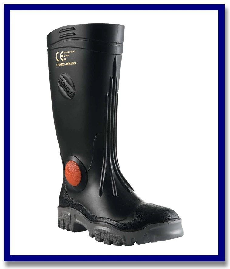 Stimela ‘Superintendant’ Black Safety Toe & Midsole Gumboot - Stone Doctor Australia - Personal Protective Equipment > Safety Toe Gumboot