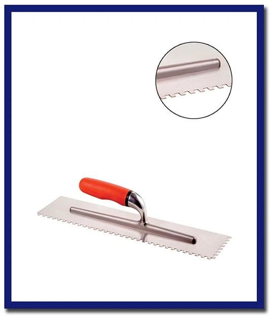 DTA Bright Steel Adhesive Trowel Square Notch 400mm - 1 Pc - Stone Doctor Australia - Hardware > Adhesive Trowels > 400mm Trowel