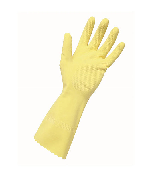 Edco Merrishine Flock Rubber Yellow Gloves - 12 Pairs - Stone Doctor Australia - Cleaning Accessories > Safety> Rubber Gloves