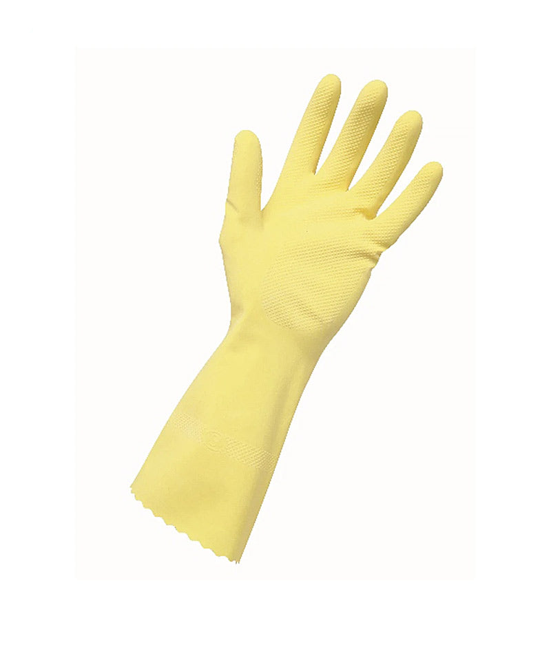 Edco Merrishine Flock Rubber Yellow Gloves - 12 Pairs - Stone Doctor Australia - Cleaning Accessories > Safety> Rubber Gloves