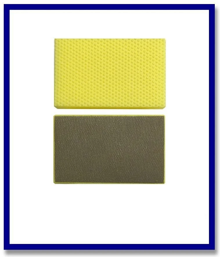 SDA Handpad 90 x 55mm Yellow # 400 Metal Bond Flat Foam Backing - Stone Doctor Australia - Diaflex Handpads