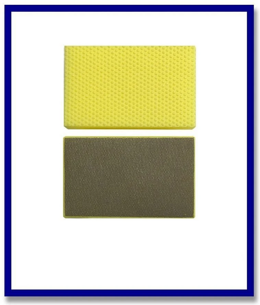 SDA Handpad 90 x 55mm Yellow # 400 Metal Bond Flat Foam Backing - Stone Doctor Australia - Diaflex Handpads
